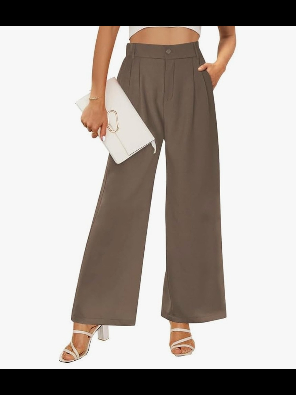 High-Rise Wide Leg Pants in Mocha